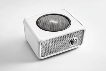 Obraz premium A white speaker sitting on a table, perfect for presentation or decoration