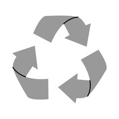 Vector recycling sign, isolated icon on white background. Grey reuse symbol for ecological design, marking, product labeling. Zero waste lifestyle