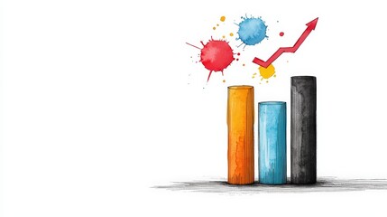 Colorful abstract graph showing business growth with vibrant splashes. Perfect for financial and marketing presentations.