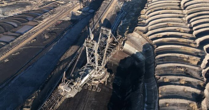 open pit, brown coal mine, lignite mine. Tagebau, Hambach, aerial views.