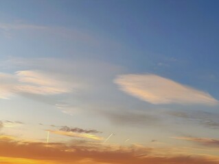 Blue orange bright sky white clouds photography view evening sunset background gift card hd backdrop beautiful romantic wallpaper