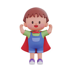 망토를 두른 3D 어린이 캐릭터