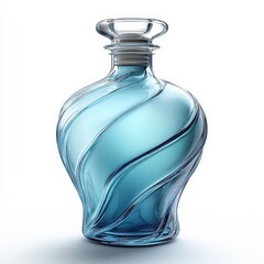 A translucent turquoise glass bottle with a curved, wave-like design and a smooth, polished finish.