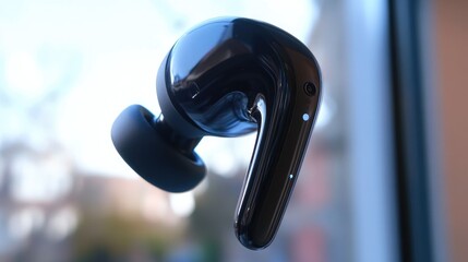 Close-up view of earbuds, ideal for tech-related concepts