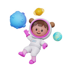 우주복을 입은 3D 어린이 캐릭터 © raonmade