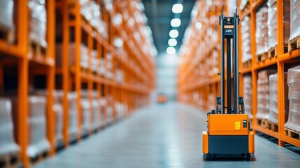Modern Automated Cold Storage Warehouse with Precision-Controlled ASRS Robots, Copy Space for Text