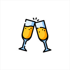 champagne bottle and glass