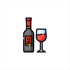 wine bottle and glass
