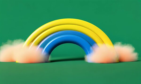 green screen video featuring a dreamy 3d rainbow with gentle pastel tones appearing gradually and disappearing softly in endless loop