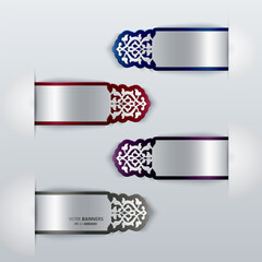 Set of 3d colorful stickers with persian floral elements, easy to change colors