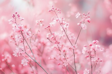 Obraz premium Delicate pink blossoms on slender stems provide soft floral beauty