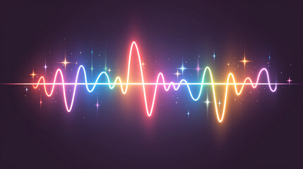 Abstract background glowing rainbow curvy line on black