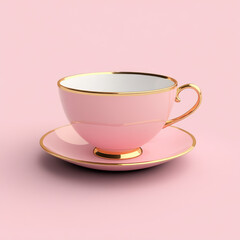 Fototapeta premium pink cup of tea on pink background