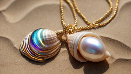 Naklejka premium pearl necklace and earrings