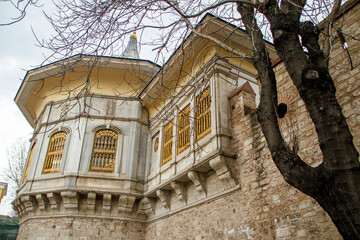 View of  Procession Kiosk (Alay Köşkü) between trees in istanbul