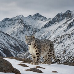 Obraz premium snow leopard in the mountains