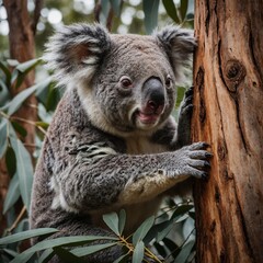 koala bear sleeping on tree