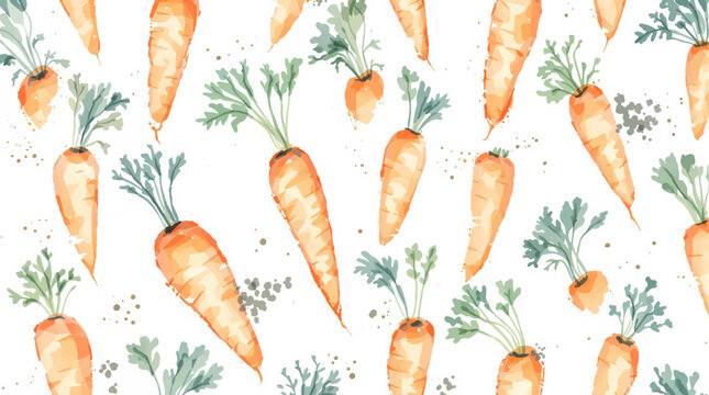 Seamless pattern with carrots watercolor