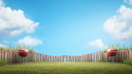 Vibrant backyard barbecue setup showcasing patriotism and summer celebration