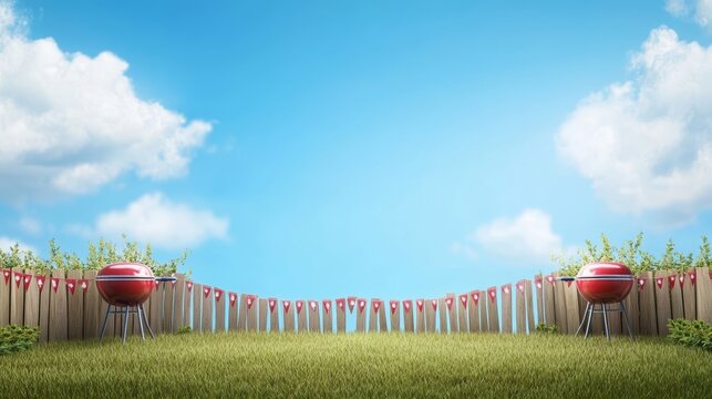 Vibrant backyard barbecue setup showcasing patriotism and summer celebration