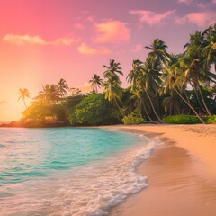 Obraz premium tropical beach with palm trees