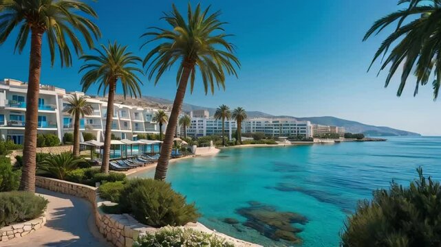 panorama of stunning resort Limassol Cyprus, sunny summer day