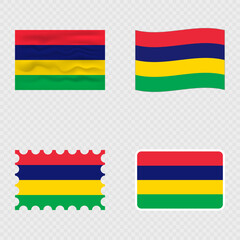 Mauritius national flag in four different styles.