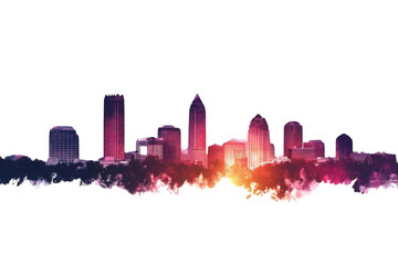 Fototapeta premium City Skyline with Sunset Glow, Urban, Charlotte, and NC.