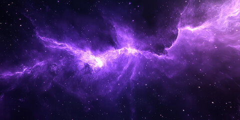 A cosmic 3D background depicting a vibrant purple nebula with swirling energy waves and scattered stardust. The deep space environment conveys mystery, wonder, and the vastness of the universe.