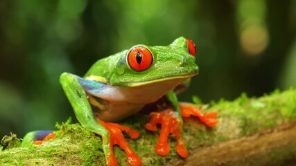 red eyed tree frog on leaf