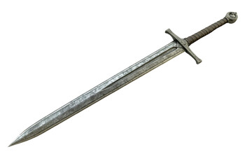 Medieval Sword Weapon Isolated on Black.