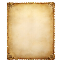 Old vintage blank paper isolated on transparent background
