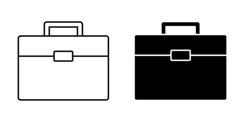 Briefcase Icon, Business and Work Symbol, Line and Solid Styles