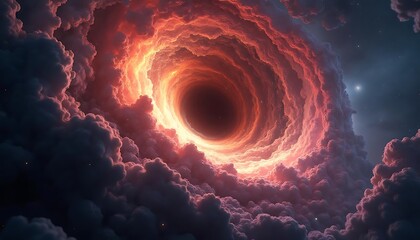 Cosmic Vortex: A fiery nebula swirls around a celestial void, creating a breathtaking spectacle of cosmic wonder and mystery.