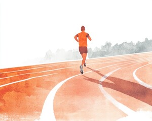 Obraz premium Minimalistic runner promoting physical activity in orange and grey
