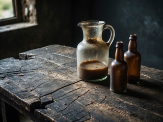Dusty Glass and Timeworn Wood