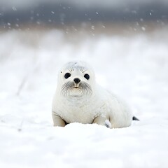 Obraz premium Arctic Pup for Snowy Landscape.