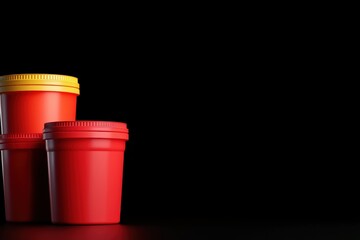 High-detail render of empty plastic food storage containers with airtight lids, perfect for kitchen organization, isolated with subtle lighting