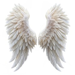 Fototapeta premium White angel wing isolated on white background.