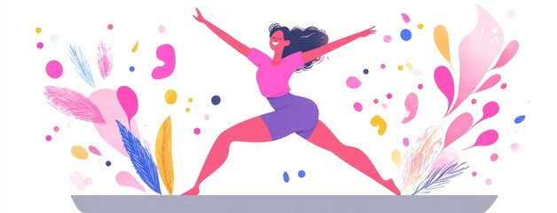 Obraz premium Joyful dancing person in flat or watercolor 