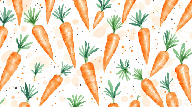 Farm Fresh Carrots Watercolor Pattern on Clean White Background