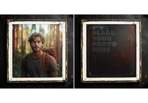 Modern Outdoor Portrait Photo Frame Mockup &ndash; Rustic Frame Display for Nature-Themed Photography