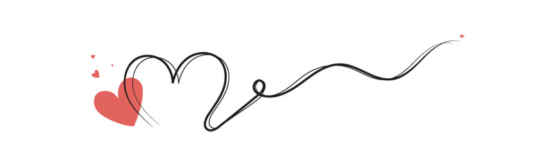 The hand of a heart is drawn. Heart continuous line drawing. Heart with one outline for love design