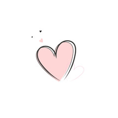 The hand of a heart is drawn. Heart continuous line drawing. Heart with one outline for love design