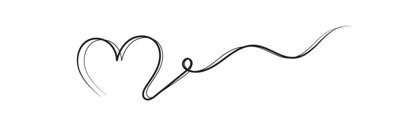 The hand of a heart is drawn. Heart continuous line drawing. Heart with one outline for love design