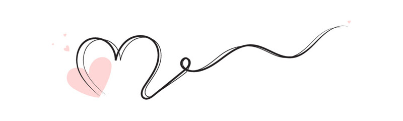 The hand of a heart is drawn. Heart continuous line drawing. Heart with one outline for love design