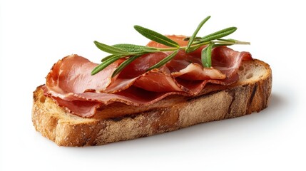 This image showcases an appealing arrangement of toasted bread topped with a savory spread and garnished with fresh herbs, perfect for a delightful appetizer or snack.