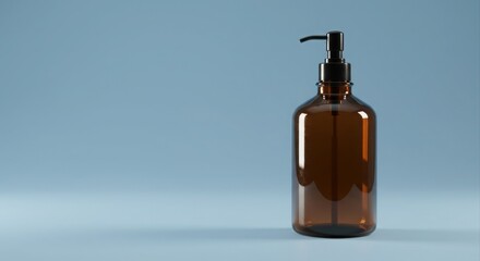 Amber glass pump bottle stands out.