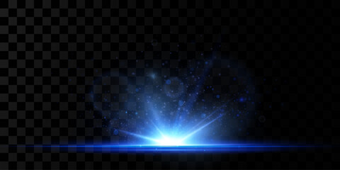 Special flash explosion effect with rays of light and magic sparks. Vector illustration