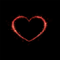 Red Golden Light Heart Collection: sparkling particles and shining frames on transparent and dark backgrounds for romantic and festive design projects
